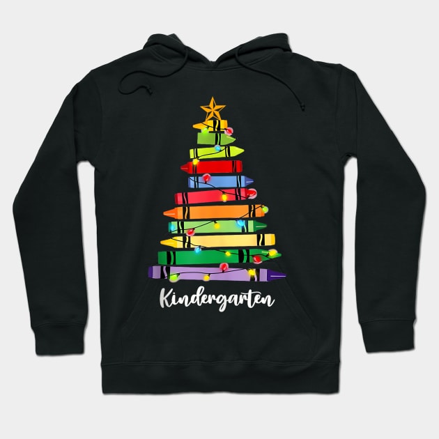 Christmas Crayons - Kindergarten Teacher - Tree Lights Student Hoodie by Origami Fashion